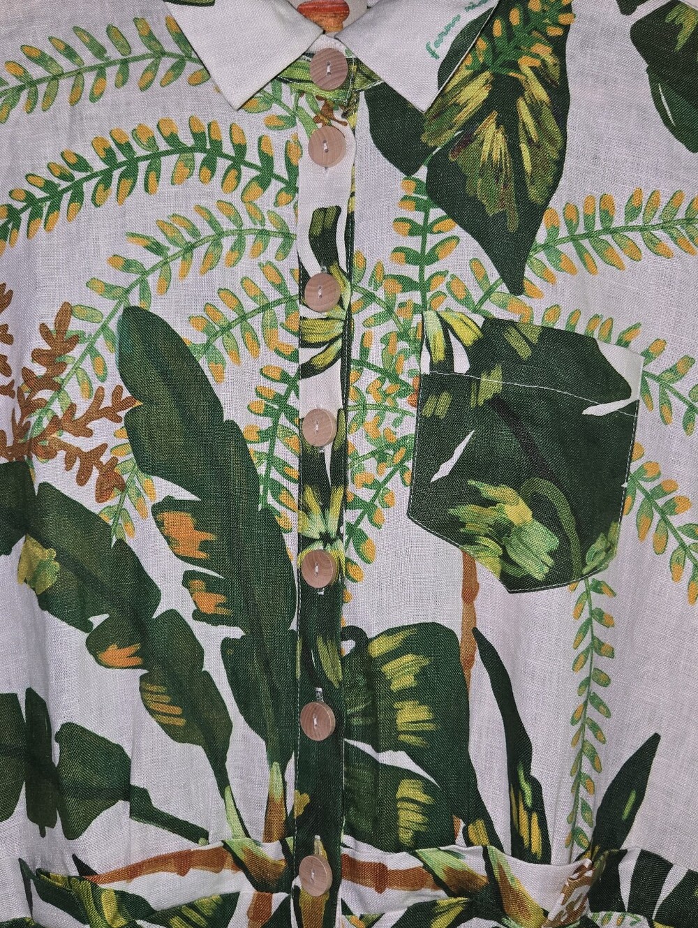 Farm Rio Tropical Forest Linen Jumpsuit XL NWT Brunch Weekend Chic - Picture 7 of 12